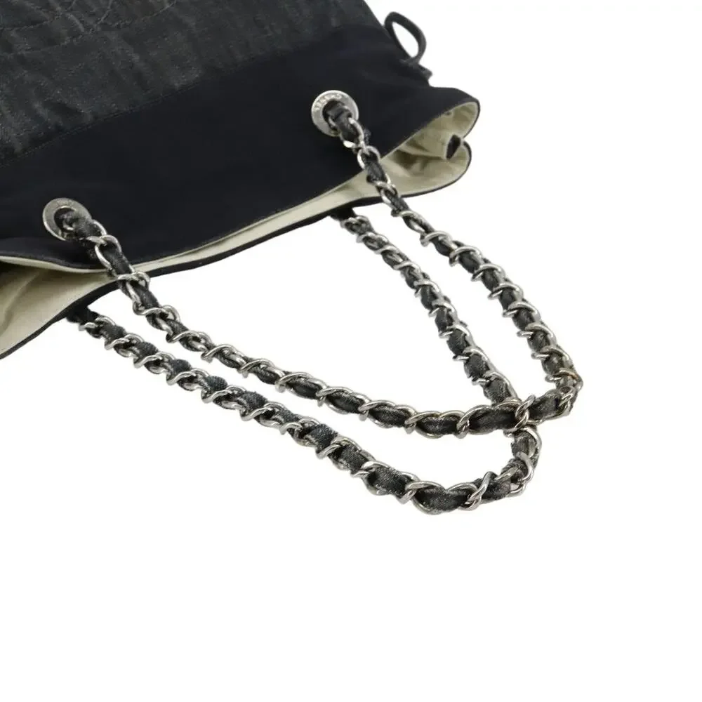 Chanel CC Logo Chain Shoulder Bag Black Canvas